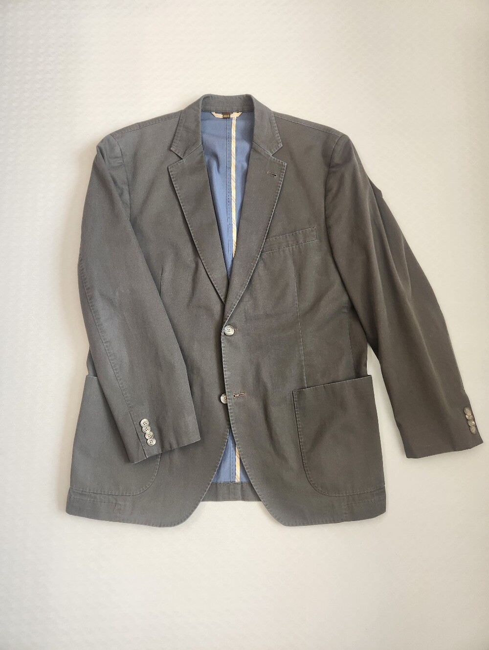 Kroon Blazer Men's 40R Dark Grey 100% Cotton Bono Unlined Sport Coat Preppy